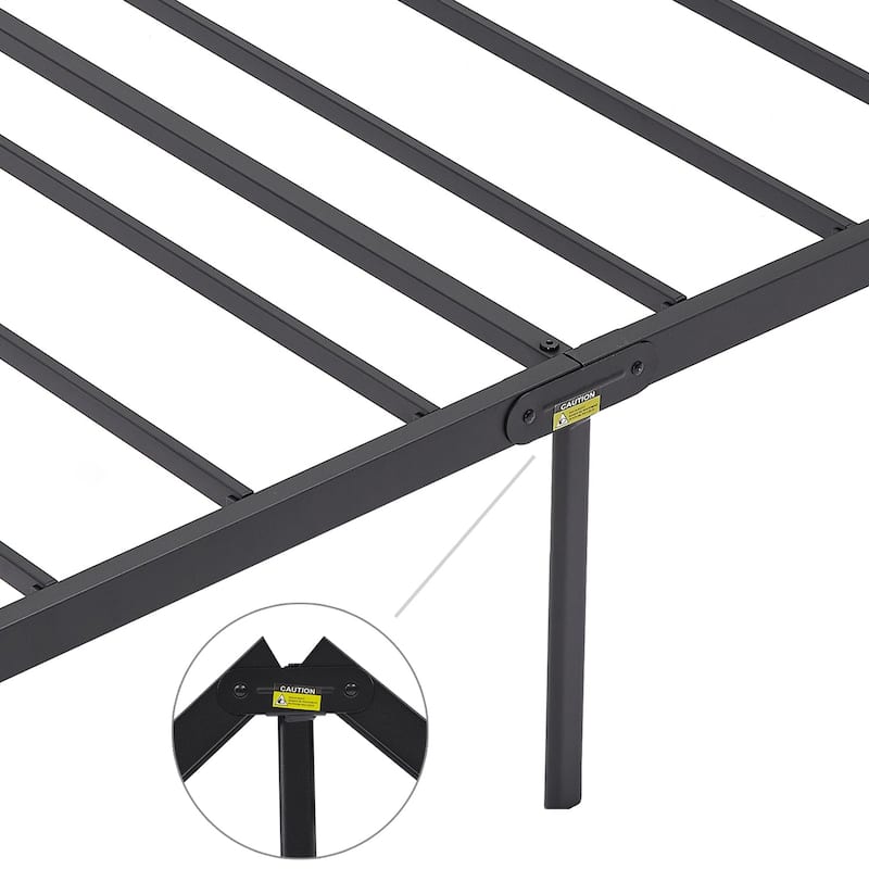 VECELO Bed Frame with Upholstered Linen Headboard and Footboard Heavy-Duty Platform with Strong Metal Slats