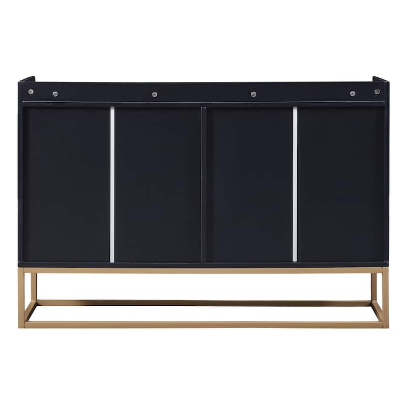 Elegant 4-Door Sideboard for Small Spaces with Adjustable Storage and Gold Legs