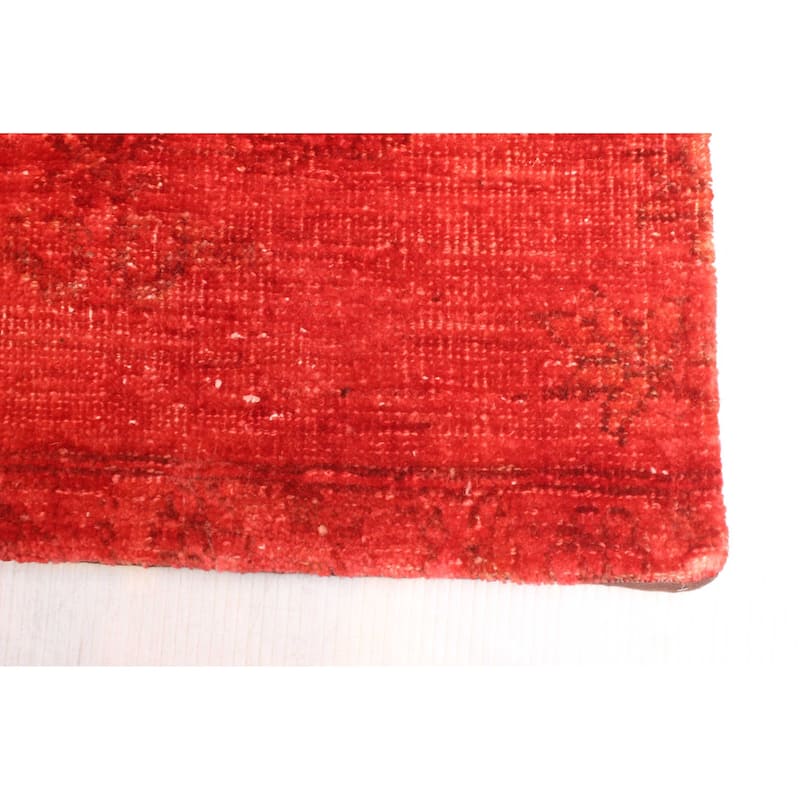 ECARPETGALLERY Hand-knotted Color Transition Patchwork Red Wool Rug - 8'1 x 9'10