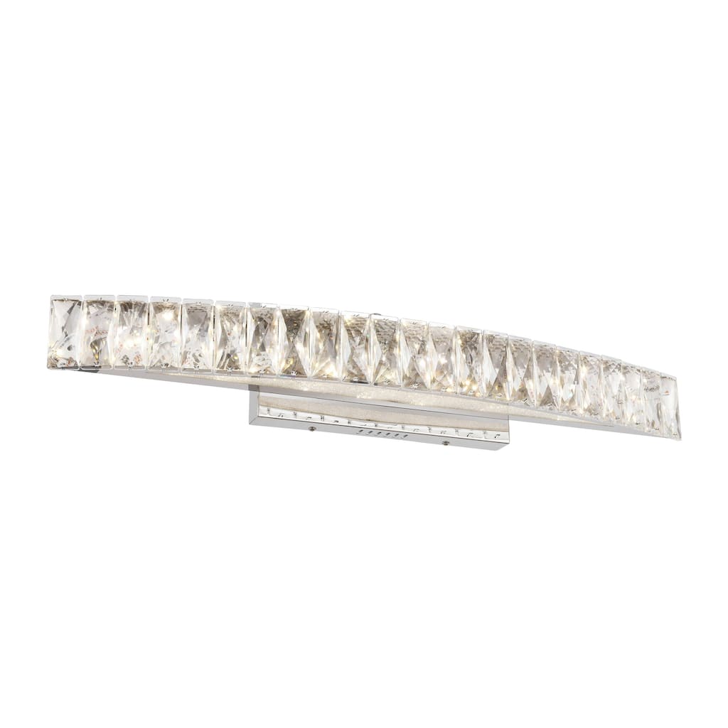 LED Chrome Wall Sconce With Clear Crystal Accents