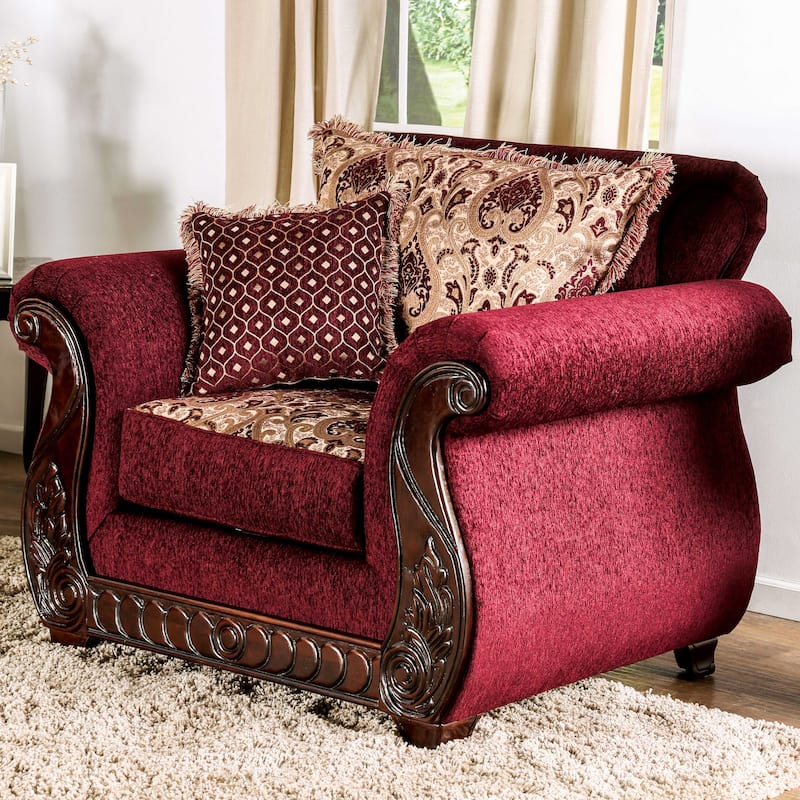 Fova Traditional Fabric Upholstered Armchair by Furniture of America