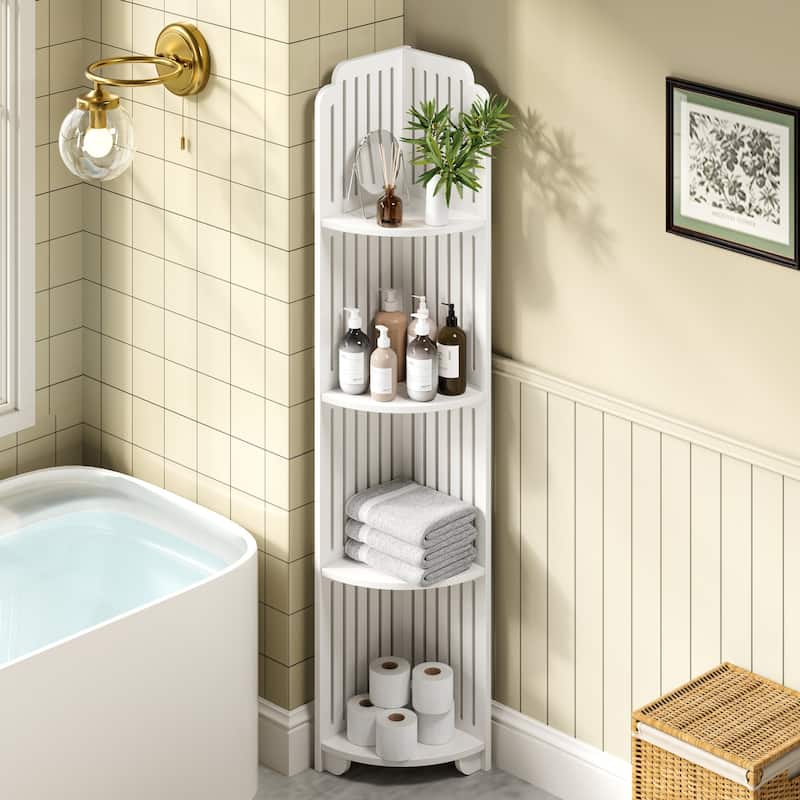 Javlergo Bathroom Corner Shelf, 3/4-tier Small Storage Rack for Living Room, Bedroom, Kitchen, Home Office - 4-Tier