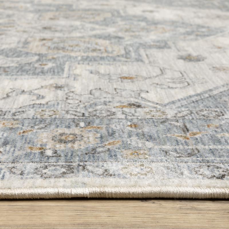 Style Haven Marley Traditional Medallion Blue/ Ivory Area Rug