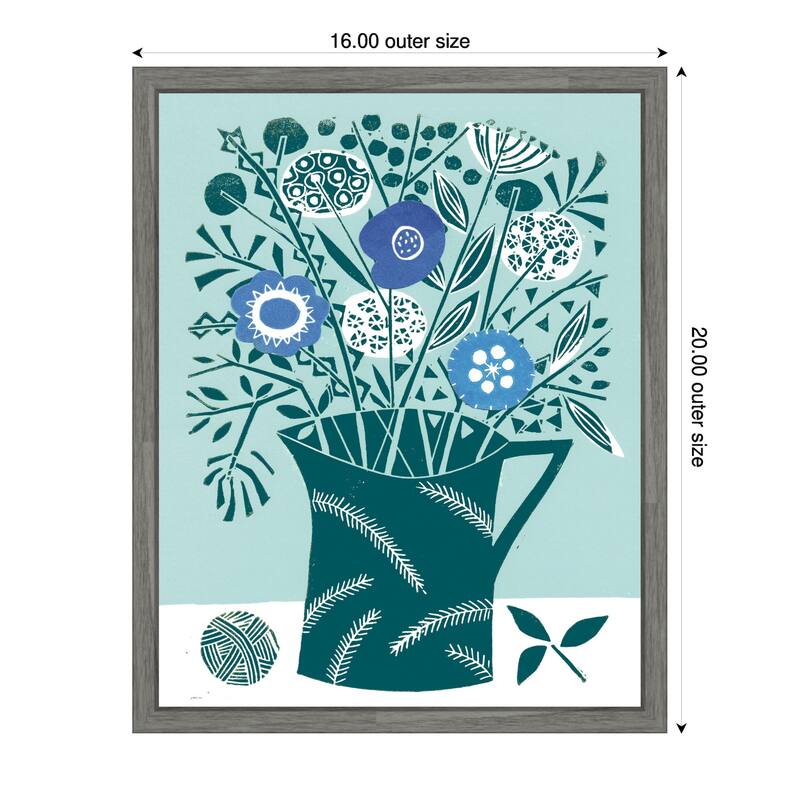 Decorative Flower Pot by Giuliana Lazzerini Framed Canvas Wall Art Print - 16 x 20 in