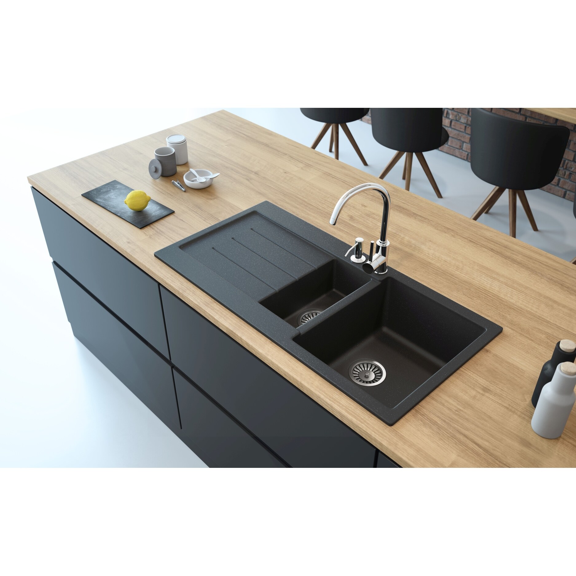 Shop Lavello Granite Composite 39 Drop In With Drainboard Double