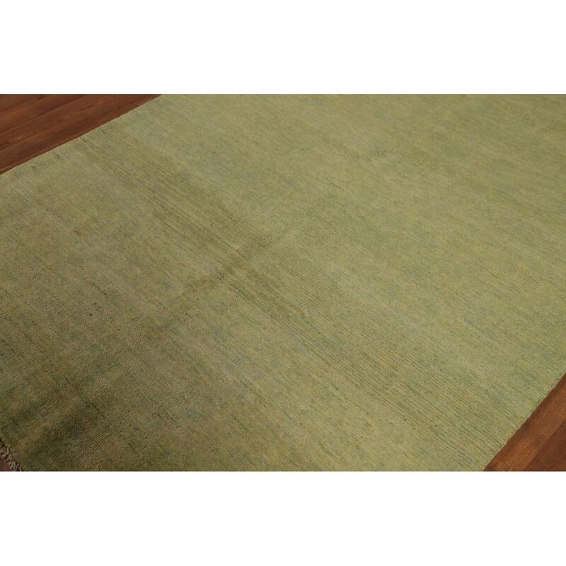 Light Green Modern Gabbeh Oriental Area Rug Handmade Wool Carpet - 4'11" x 6'7"