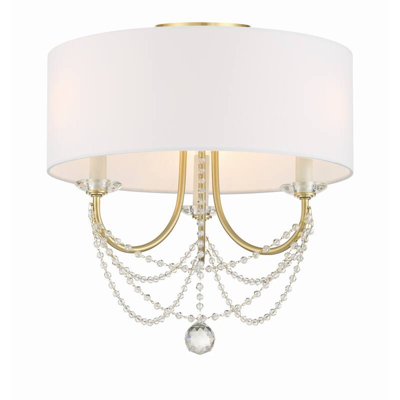 Delilah 3 Light Aged Brass Ceiling Mount - 15.75"W x 15.5"H