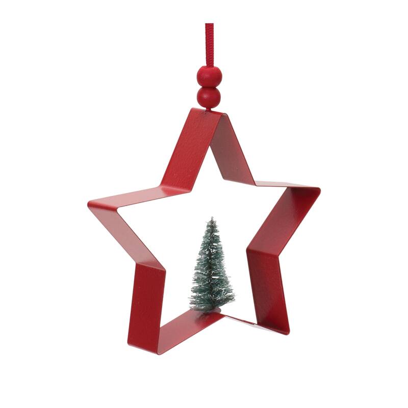 6ct Star and Pine Tree Cookie Cutter Christmas Ornaments 4.75"