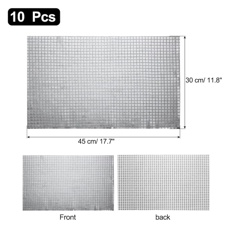 10pcs 11.8" x 17.7" Shiny Mirror Placemats Disco Table Place Mats - Silver