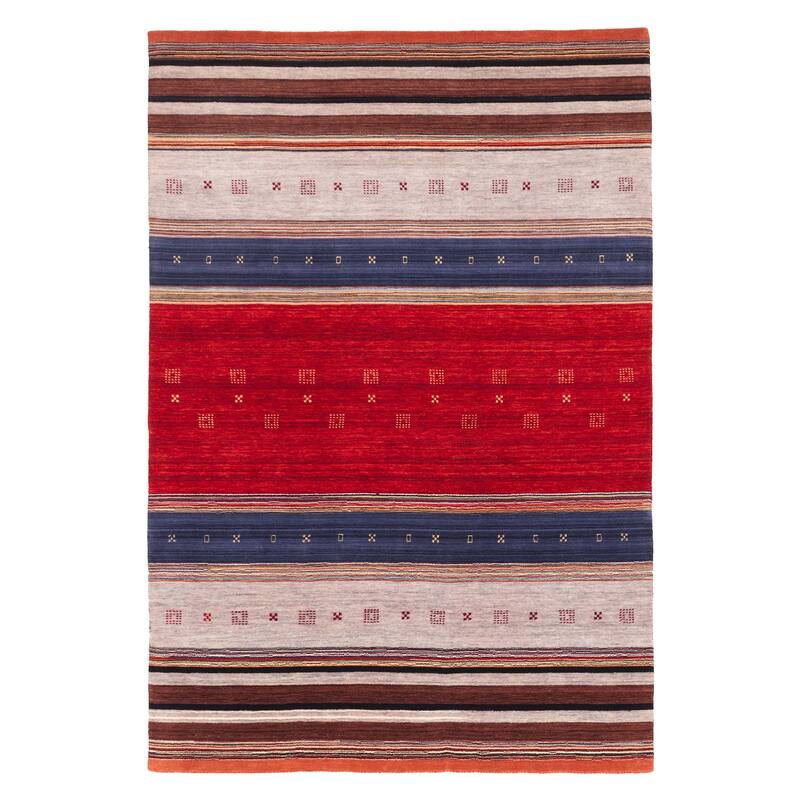 ECARPETGALLERY Hand Loomed Kashkuli Gabbeh Red Wool Rug - 6'4 x 9'7