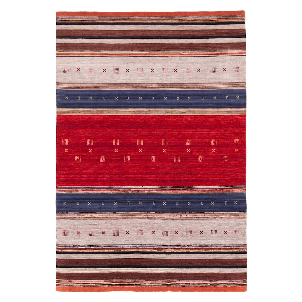 ECARPETGALLERY Hand Loomed Kashkuli Gabbeh Red Wool Rug - 6'4 x 9'7