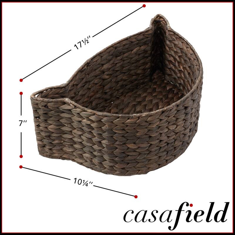 Cat Shaped Storage Basket Organizer Bin for Pet Toys Woven Hyacinth