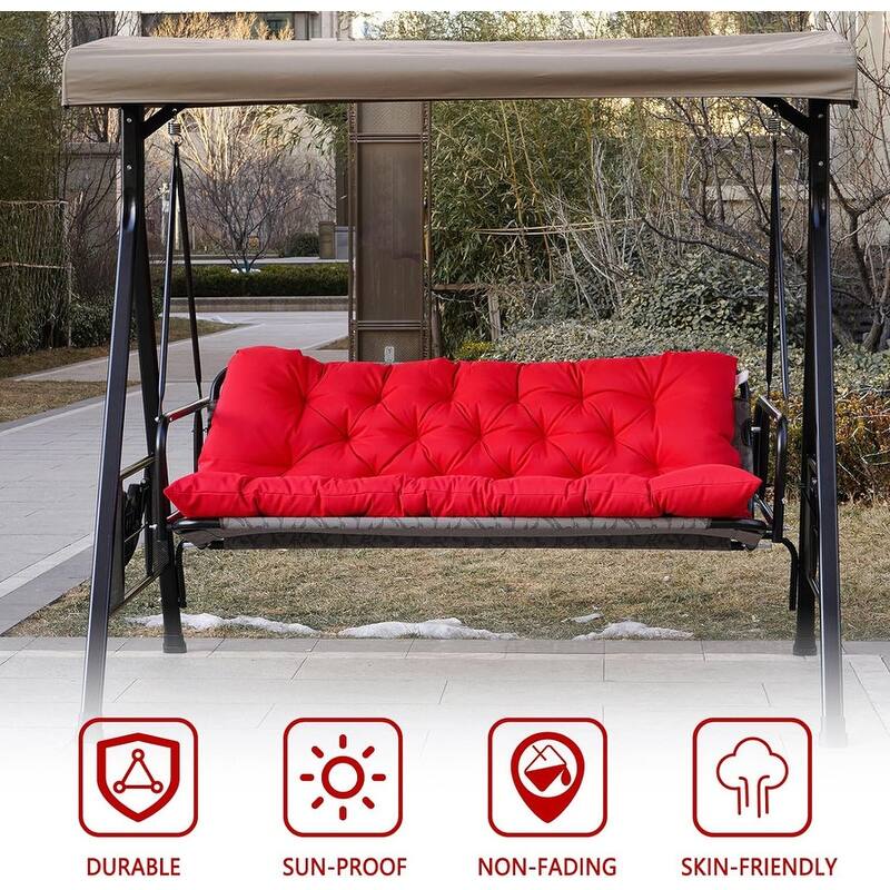 Outdoor Swing Cushions Replacement, Outdoor Thickened Bench Cushion with Ties for Porch,Patio,Backyard,Garden
