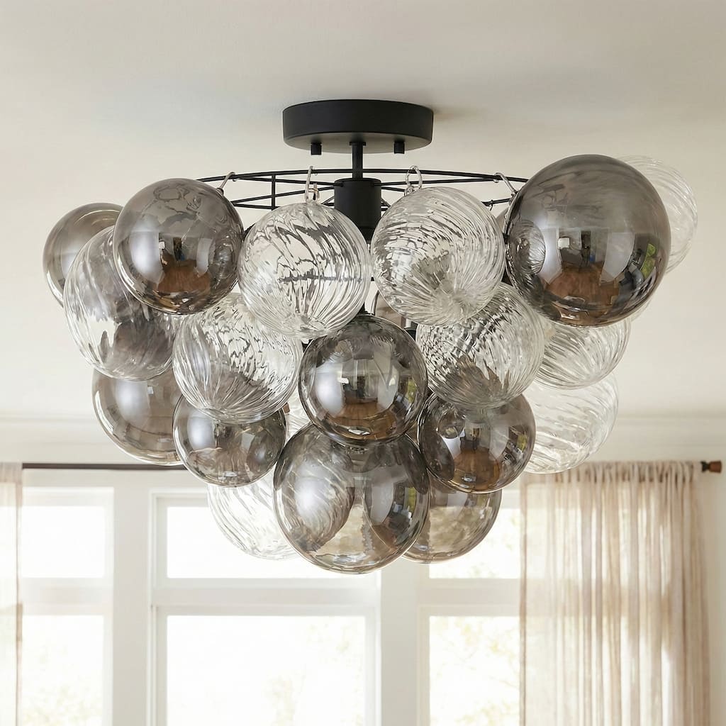 Eroile 1-light Modern Dimmable Glass Flush Mount Ceiling Lighting