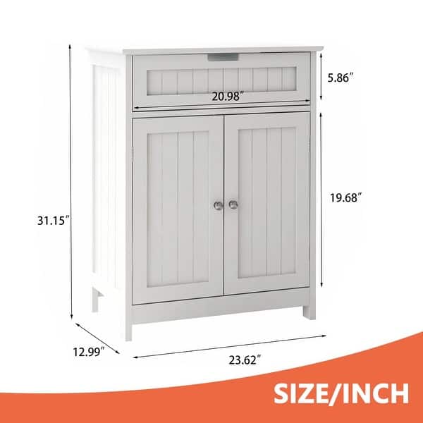 1-Drawer Freestanding Bathroom Storage Cabinet with Adjustable Shelf ...