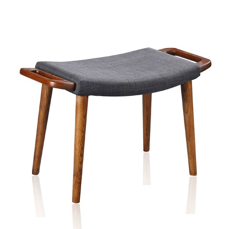 Manhattan Comfort Antique Walnut Ottoman - Grey