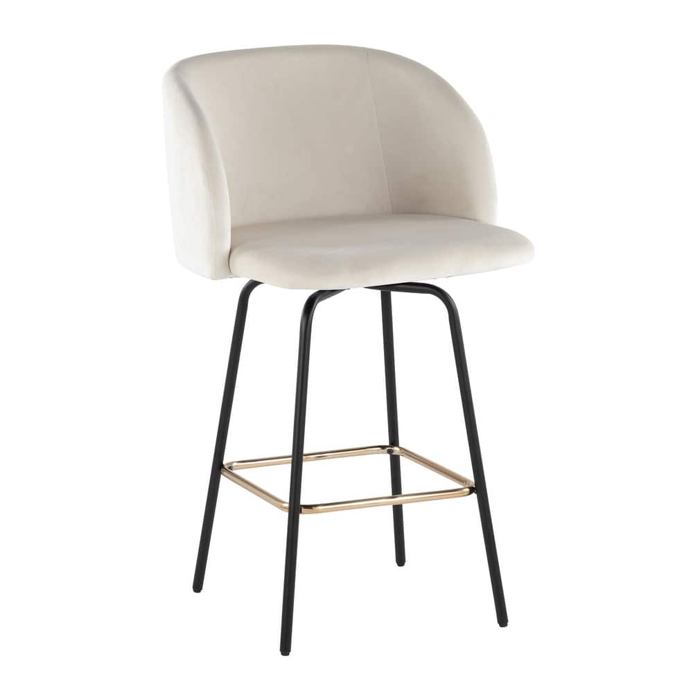 Silver Orchid Harding 26" Fixed-Height Swivel Counter Stool with Metal Legs (Set of 2)