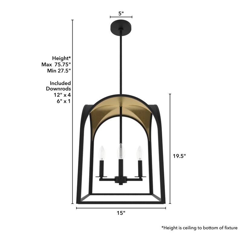 Hunter 15" Dukestown 4-Light Lantern Pendant - Kitchen Island, Dining Room, Entry - Contemporary, Industrial, Transitional