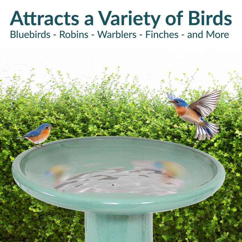 Sunnydaze Classic Outdoor Ceramic Bird Bath - UV/Frost Resistant
