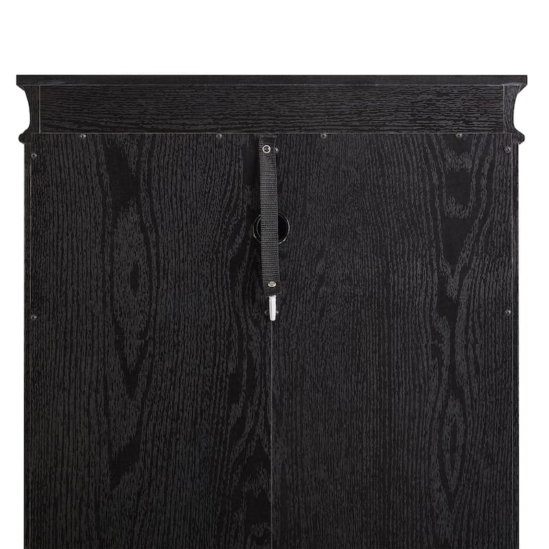 GDF Studio - Tall Lighted Curio Cabinet with Six-Tier Display and Wood Frame.