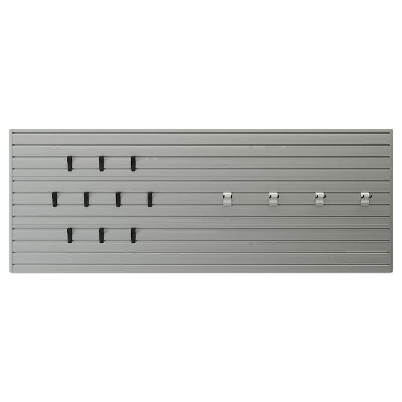 15 Piece Slatwall Panel, Hook Storage Set - Silver