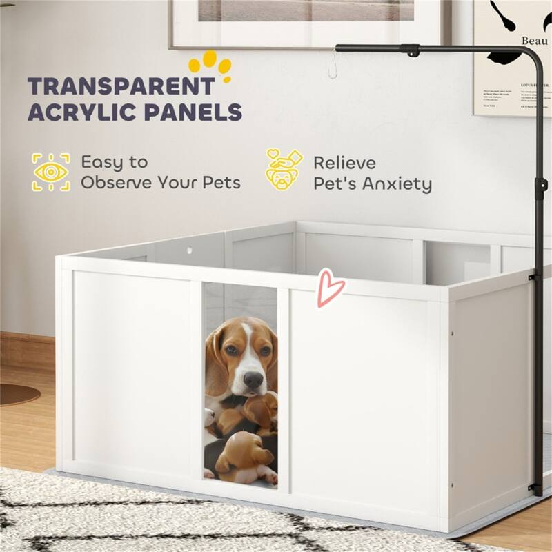 Pine Wood Dog House with Anti-Slip Foot Pads for Stability - 39.4" L x 37.8" W x 18.9" H