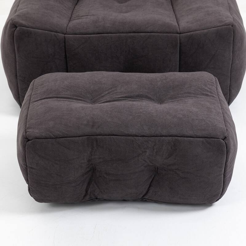 Comfortable Fluffy Bean Bag Chair with ottoman for living room