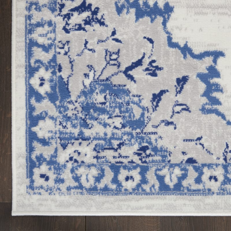 Power Loomed Distressed Abstract Floral Non Skid Stain Resistant Area Rug - 96' X '24' X '0.39