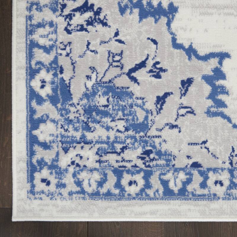 Power Loomed Distressed Floral Non Skid Stain Resistant Area Rug - 120' X '84' X '0.39