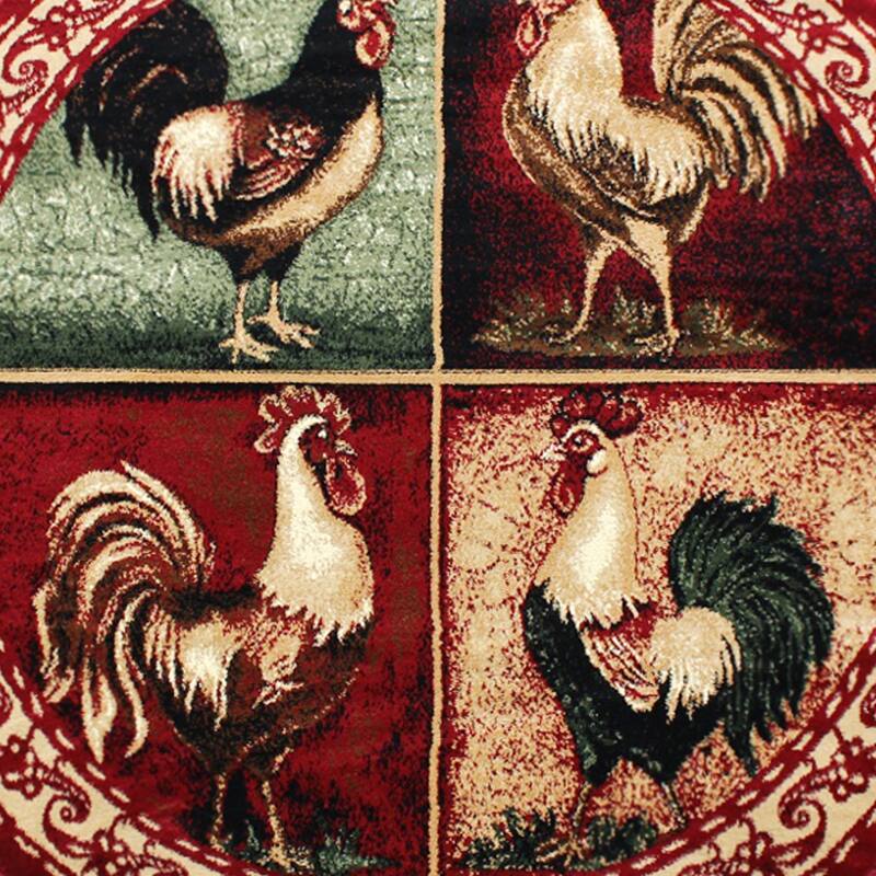Rustic Cabin Style Vintage Rooster Themed Area Rug
