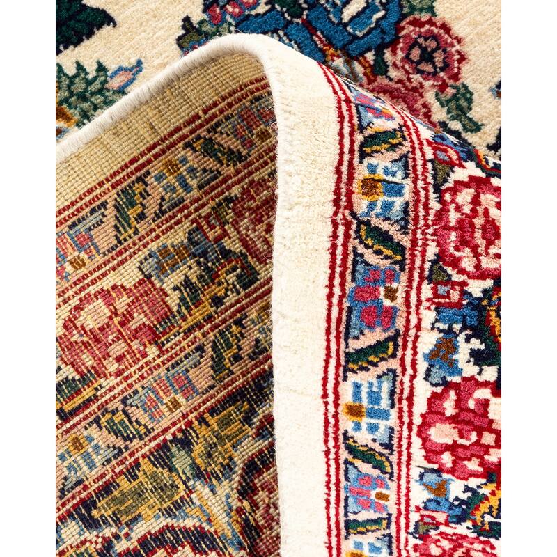 Overton Hand Knotted Wool Vintage Inspired Traditional Mogul Ivory Area Rug - 6' 2" x 9' 2"