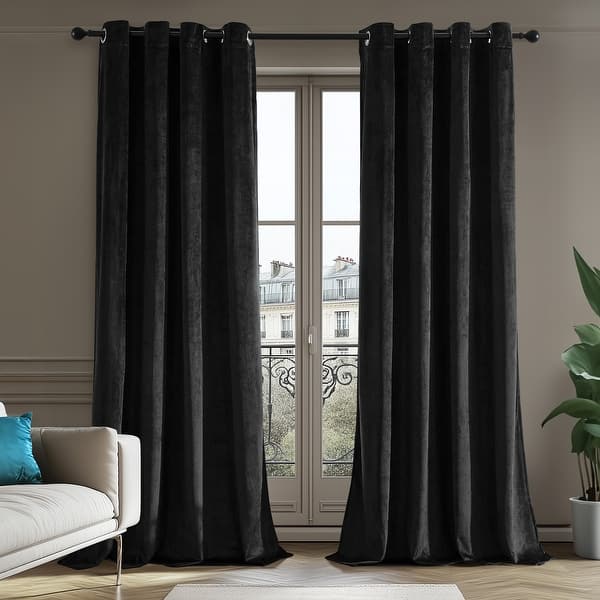 Deconovo Velvet Blackout Curtains, 2 Panels, Thermal Insulated - 52x63 Inch