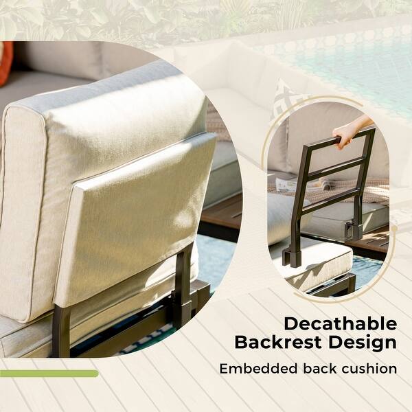 3-8 Pieces Patio Sectional sofa set, E-coating Steel frame Conversation Sets with Built-in Side Table , Grey Cushion