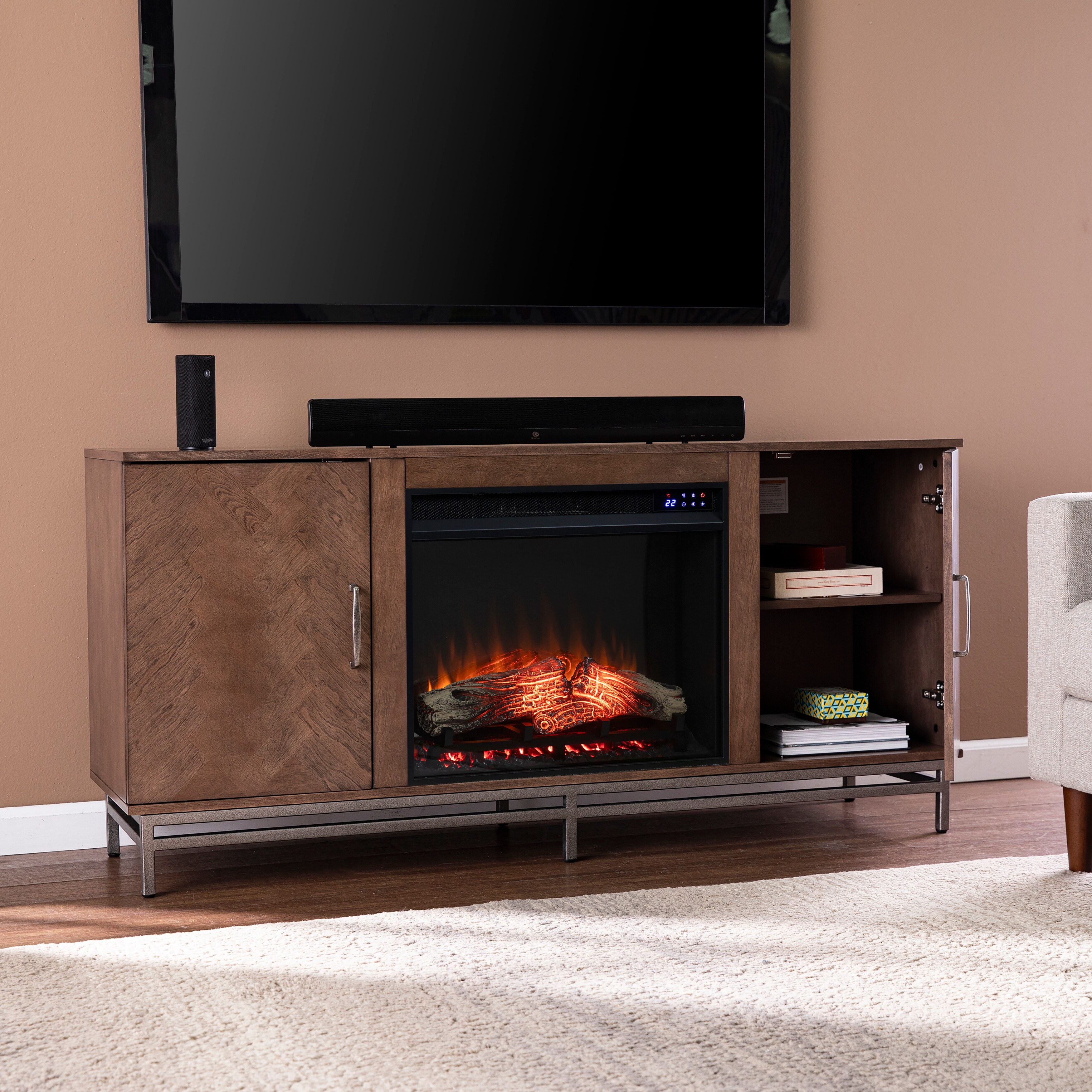 SEI Furniture Simondale Electric Fireplace w/ Media Storage - Bed Bath u0026  Beyond - 31871292