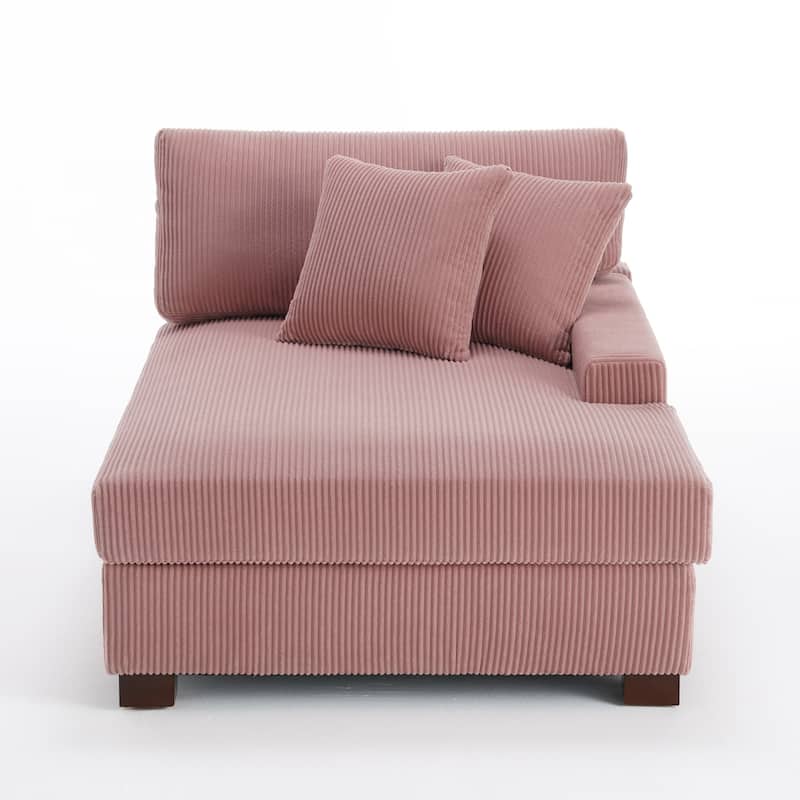 Corduroy Chaise Lounge Chair Upholstered Indoor Lounger Sofa