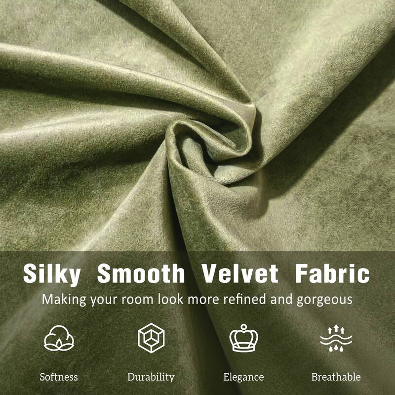 King Size Platform Bed with Velvet Fabric, Upholstered Platform Bed with Curve-Shaped Design Headboard, Olive Green