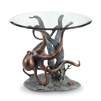 Spi Aluminum Octopus And Seagrass End Table - 21.5 X 24 X 24 inches