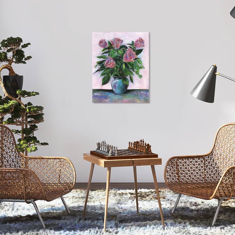 Wynwood Studio Canvas Floral and Botanical Spring Roses Pink and Traditional Wall Art Canvas Print - Pink, Green - 20 x 16