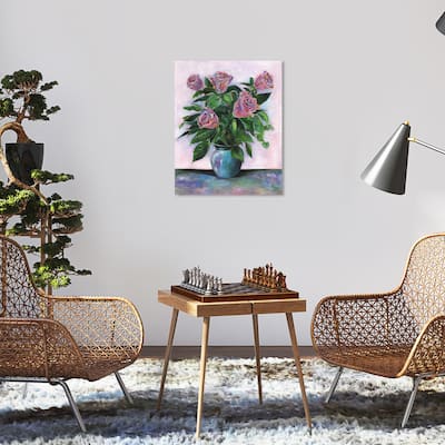 Wynwood Studio Canvas Floral and Botanical Spring Roses Pink and Traditional Wall Art Canvas Print - Pink, Green
