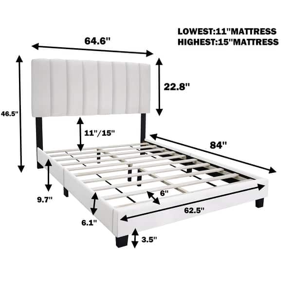 Modern Queen Size Linen Upholstered Platform Bed with Two Height Adjustments Bed Bath & Beyond