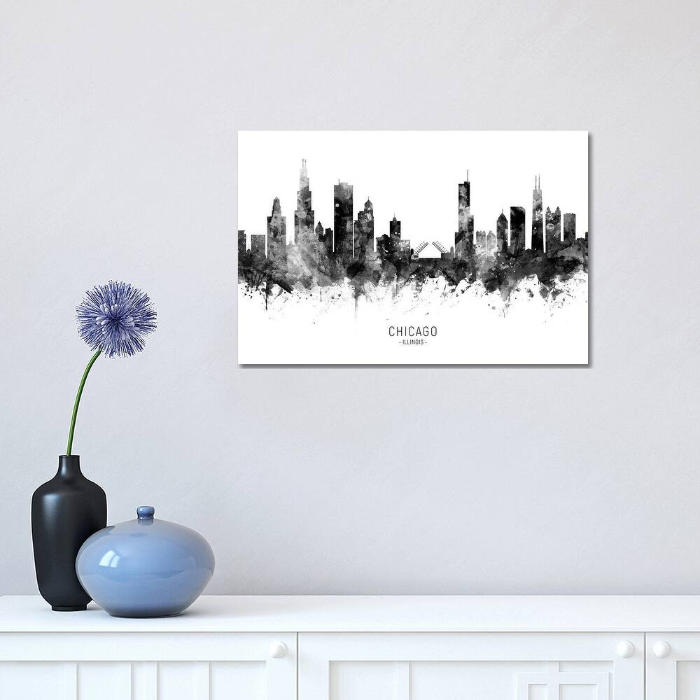 iCanvas "Chicago Illinois Skyline Black And White" by Michael Tompsett Canvas Print