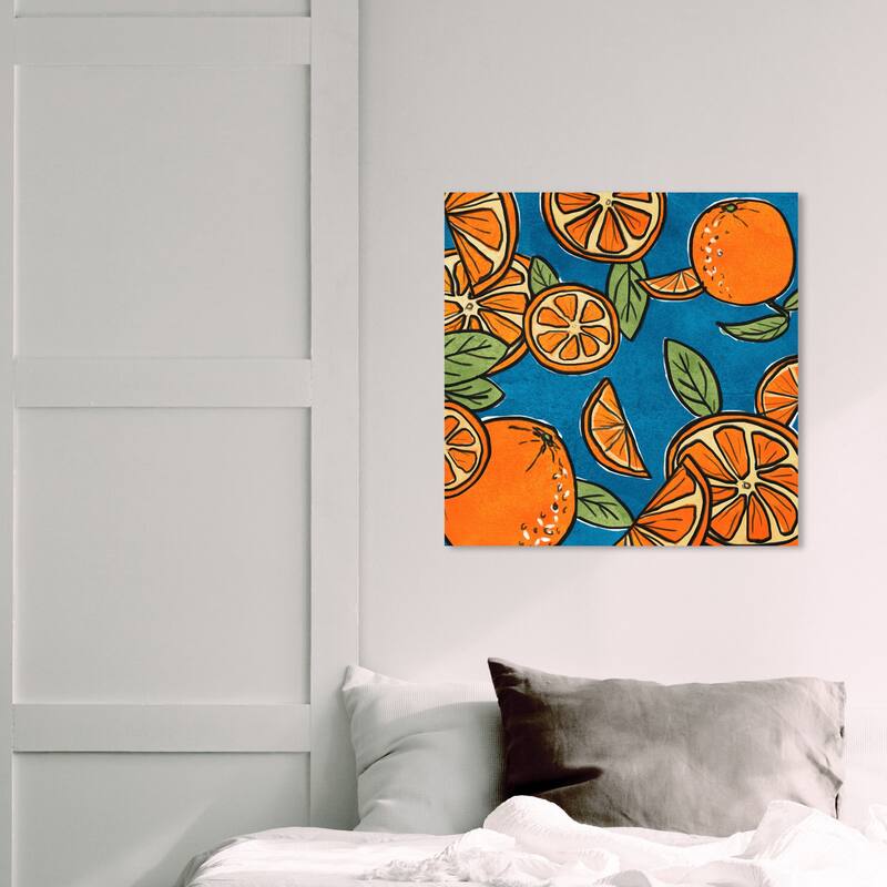 Wynwood Studio 'Fresh Squeezed' Food and Cuisine Wall Art Canvas Print Fruits - Orange, Blue - 20 x 20