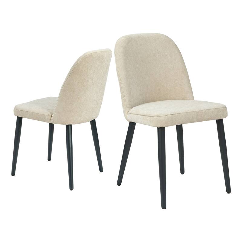 Set of 2 Fabric Identities Chair with Metal Legs, Armless Chair for Kitchen, Restaurant, Living, Meeting Room - Beige