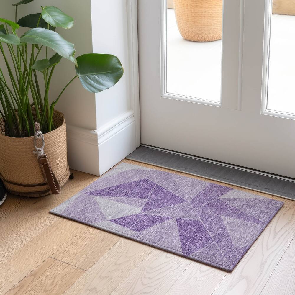 Machine Washable Indoor/ Outdoor Chantille Modern Mosaic Rug