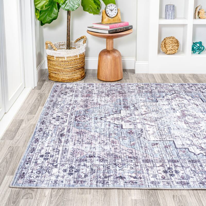 JONATHAN Y Alacati Boho Gray Medallion Machine Washable Area Rug
