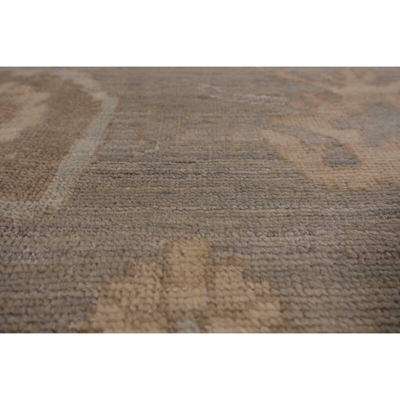 Vegetable Dye Gray Oushak Oriental Area Rug Handmade Wool Carpet - 9'1" x 11'11"