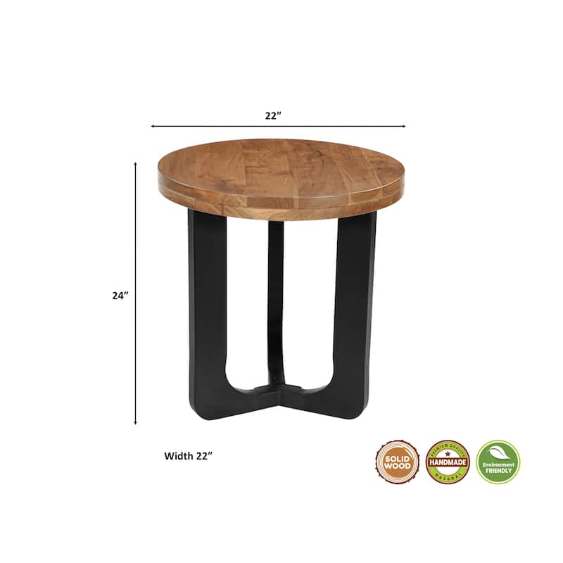 Ava Modern Round Solid Wood End Table