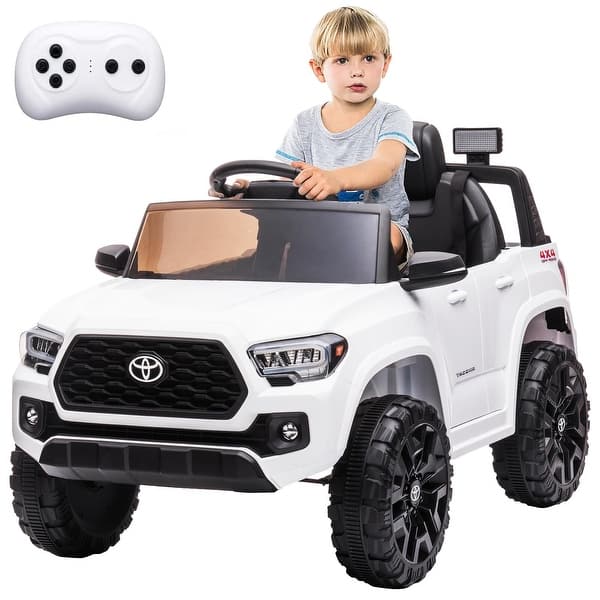 slide 2 of 25, Officially Licensed Toyota Tacoma 12V Kids Ride-On Car with Parent Remote Control White