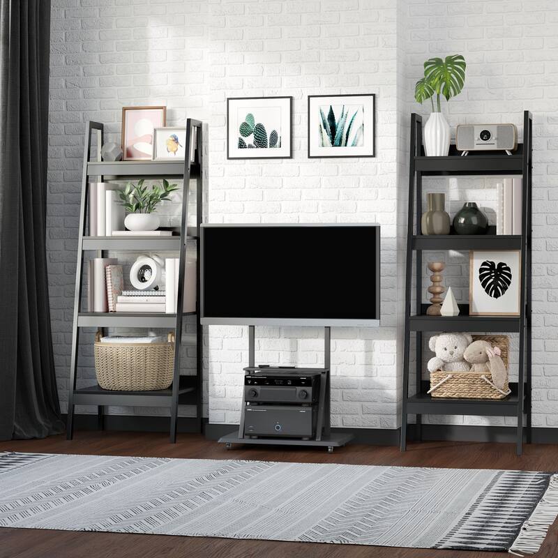 Set Of 2, Flower Plant Stand 4 Tier Ladder ShelF Bookcase, Multi-Use Display Rack, Storage Shelving Unit Display Stand