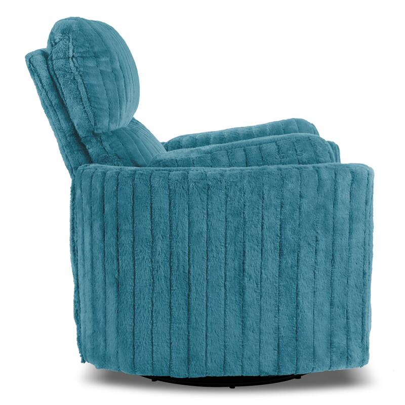 Furniture of America Jorvien Modern Chenille Power Swivel Glider Recliner with Pillows
